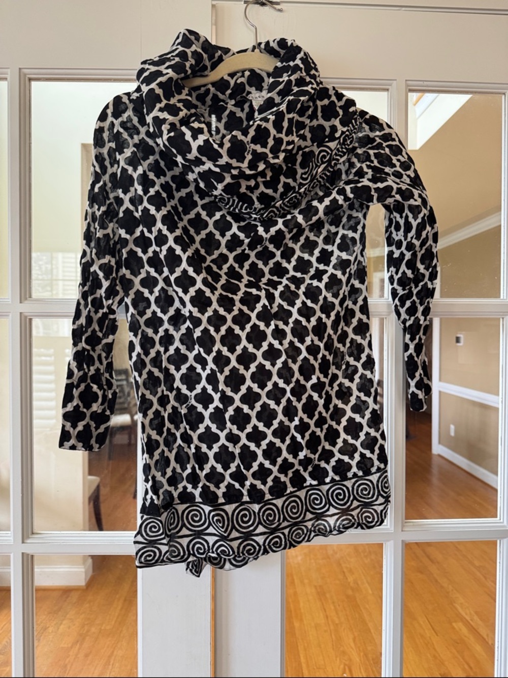 Gretchen Scott Designs Black and White Patterned Tunic Top